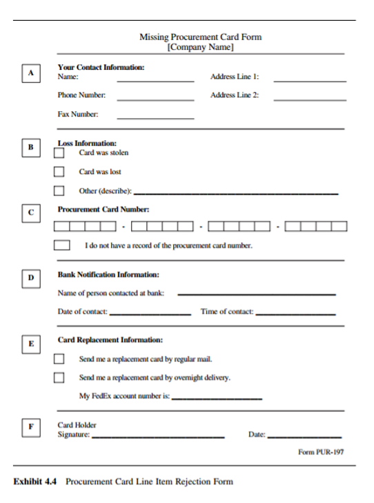 Procurement Cards Missing Procurement Card Form