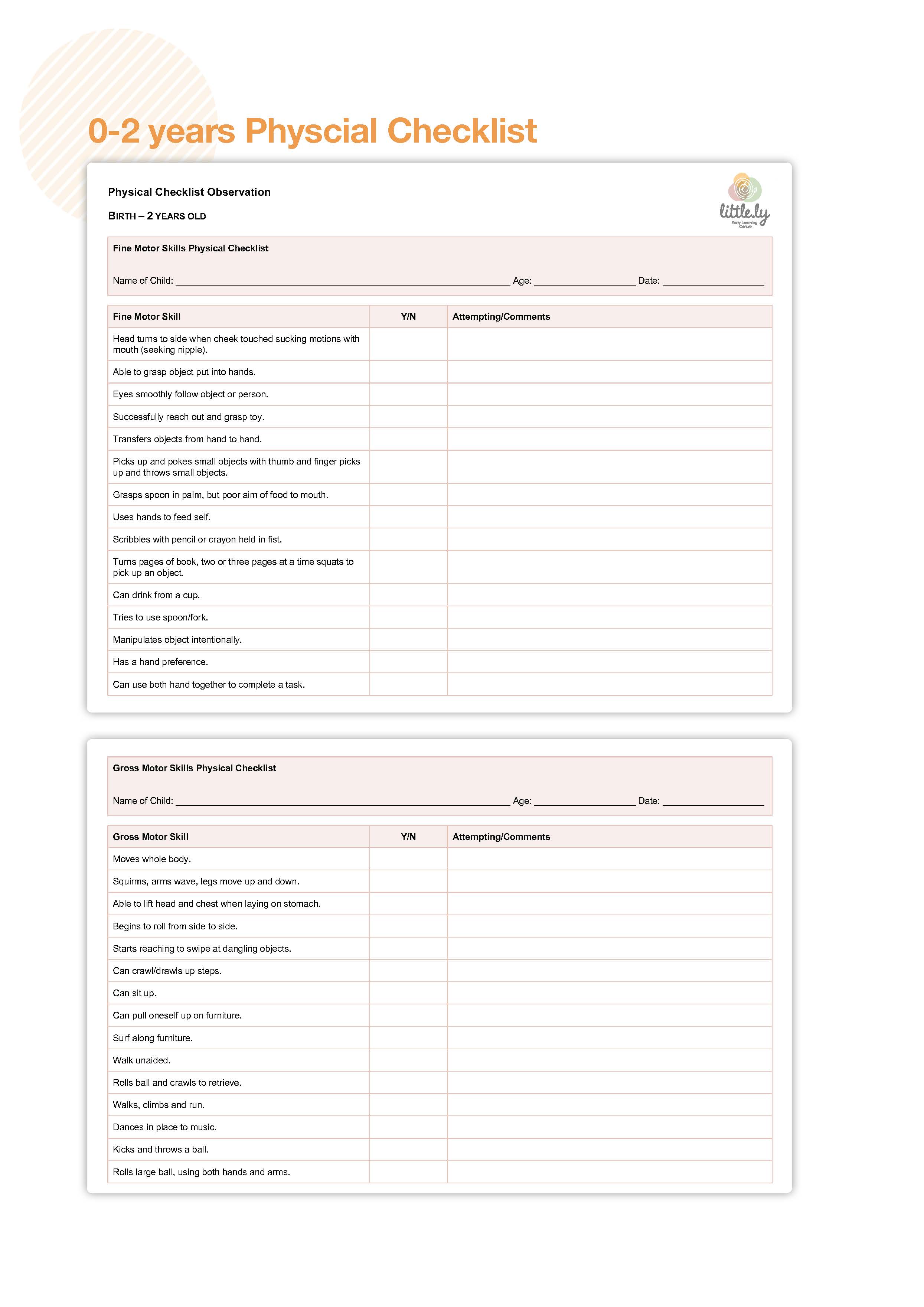 developmental checklist