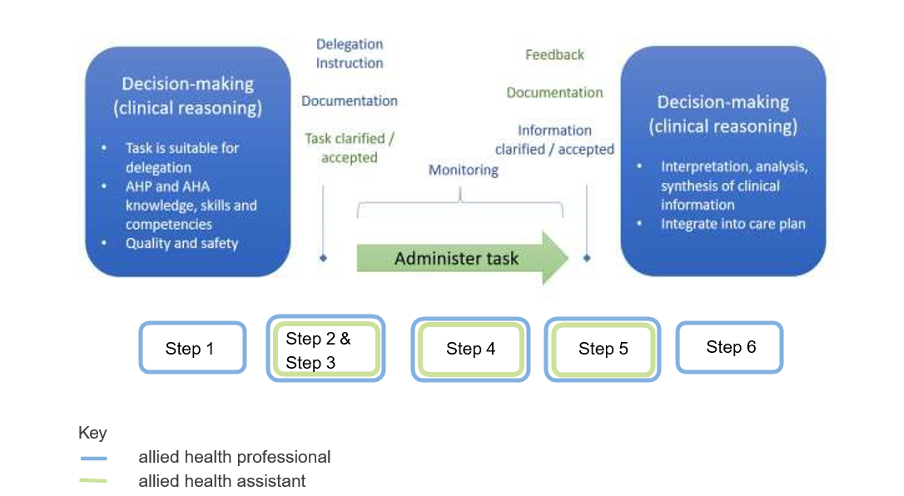 steps for Allied Health Professionals (AHP) delegating a task