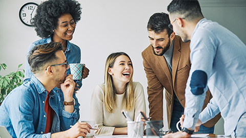 Group of young business people having a meeting in the office