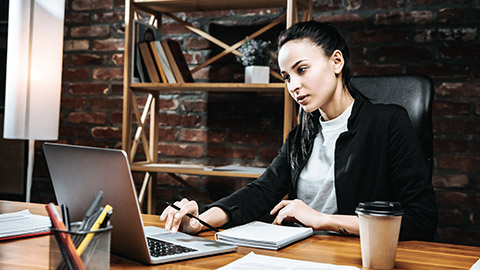 Woman working on computer