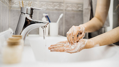 hand washing procedure with soap and water