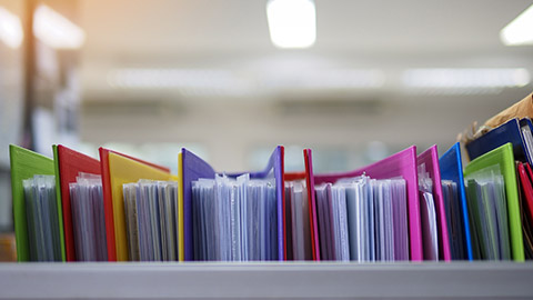 Stack or cabinet of document files in the office