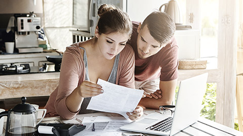 Couple managing finances