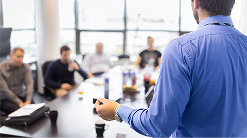 Business man making a presentation at office