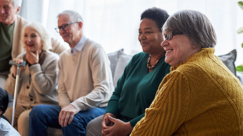 A group of clients in an aged care facility