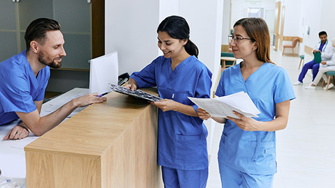 A group of healthcare professionals talking