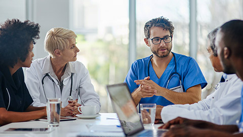 Shot of a team of doctors having a meeting in a hospital