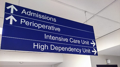 Interior signages in hospitals