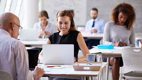 woman working as call center