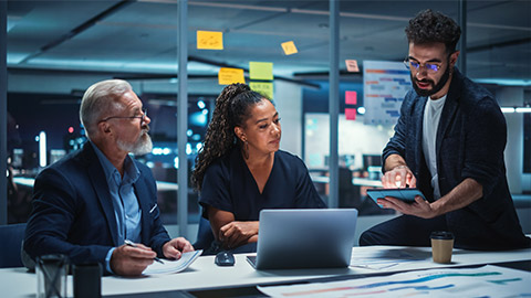 Office Conference Room Meeting: Diverse Team of Top Managers Talk