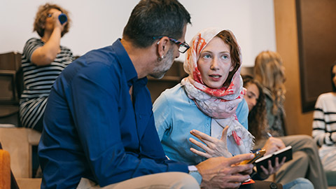 A diverse group of people in an office setting