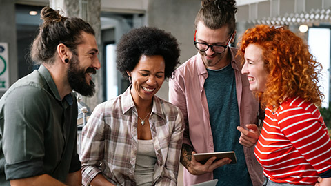 Diverse group of professionals meeting in office