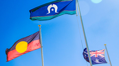 Australian, aboriginal and TSI flags