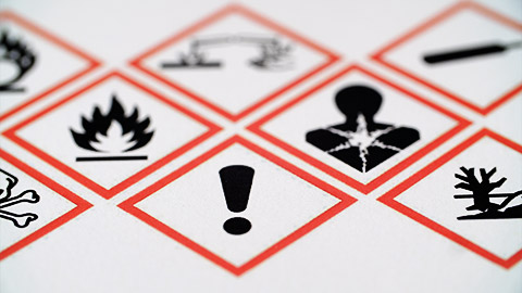 A group of hazardous signs