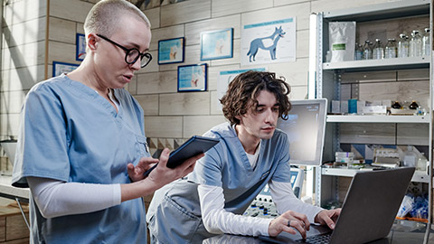 Doctors working in team at clinic