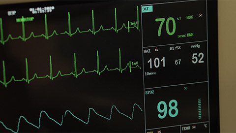 Electronic Health Monitor Machine Checks Vital Signs Of Ill Patient