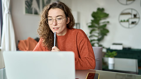 SEO, Search Engine Optimization. Woman typing on laptop computer keyboard searching the information, internet browsing. Web page banner, data search technology