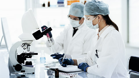 close up. scientists conduct research in a modern laboratory .