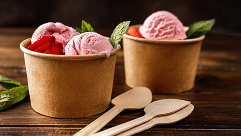 Ice cream in a recyclable container