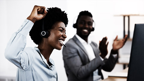 A happy call center agent