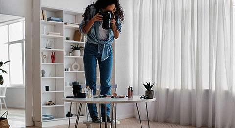 A person taking a product shot for marketing and PR