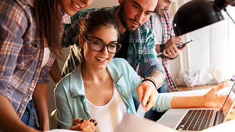 Group of young business people and designers