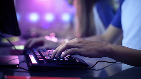 Close-up shot of a gamer's hands