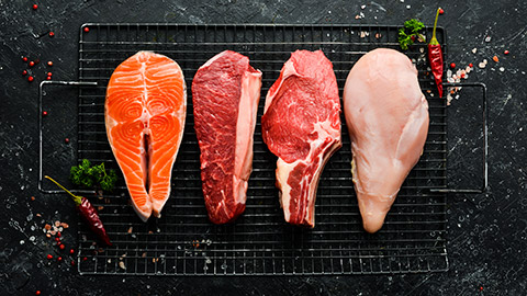 A top down view of a variety of meats