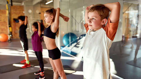 A group of kids in gym class