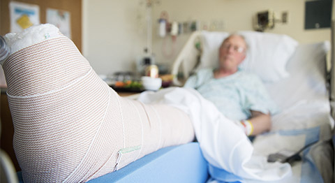 an elderly with a fracture injury