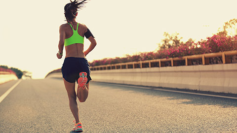 A person running on a road