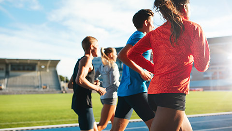 A group of athletes training