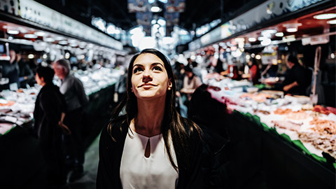 Woman in food market