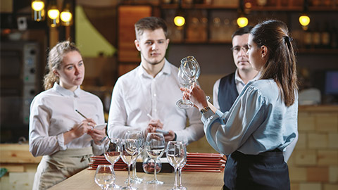 The restaurant staff learns to distinguish between glasses