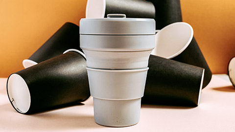 Disposable and reusable coffee cups