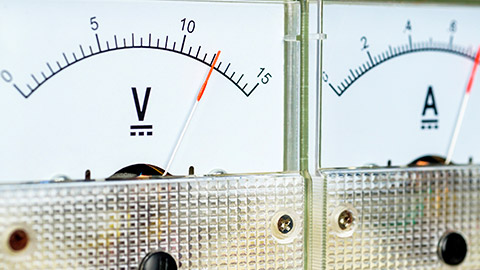 A close view of analog voltage meter