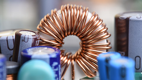 A close view of an electromagnet in a computer