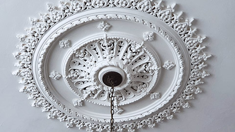 Ceiling rose painted white