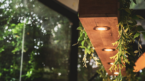 A row of down lights in a home