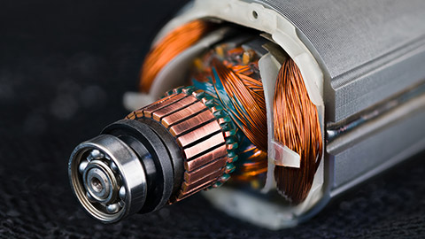 A close view of a small electric motor