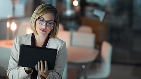 A person working on email on a tablet device