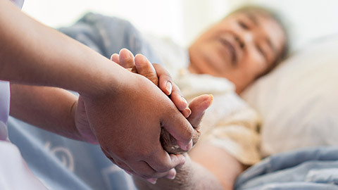 A carer helping an elderly client