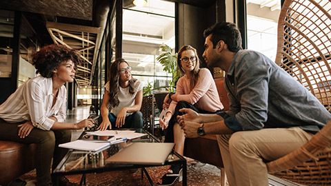 Group of creative people having a meeting in a modern office