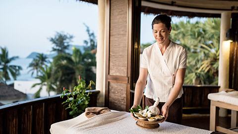 a woman working at a spa