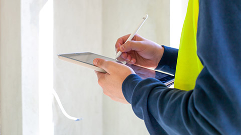 An inspector on a building site