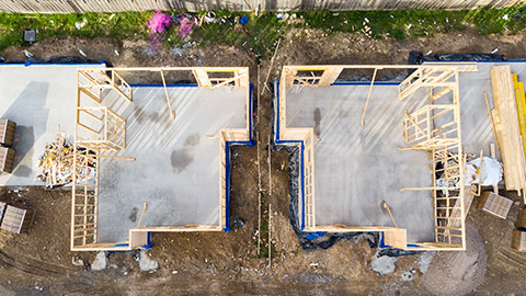 Top-down view of new construction