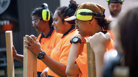 Apprentices on a work site