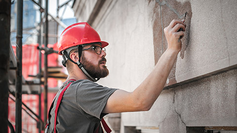 A construction worker wearing PPE