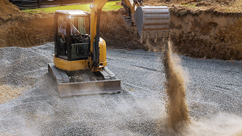 An excavator working on a construction site